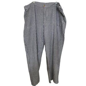 Liz Claiborne Striped Blue and White Striped Linen/Cotton Pants Size XXL